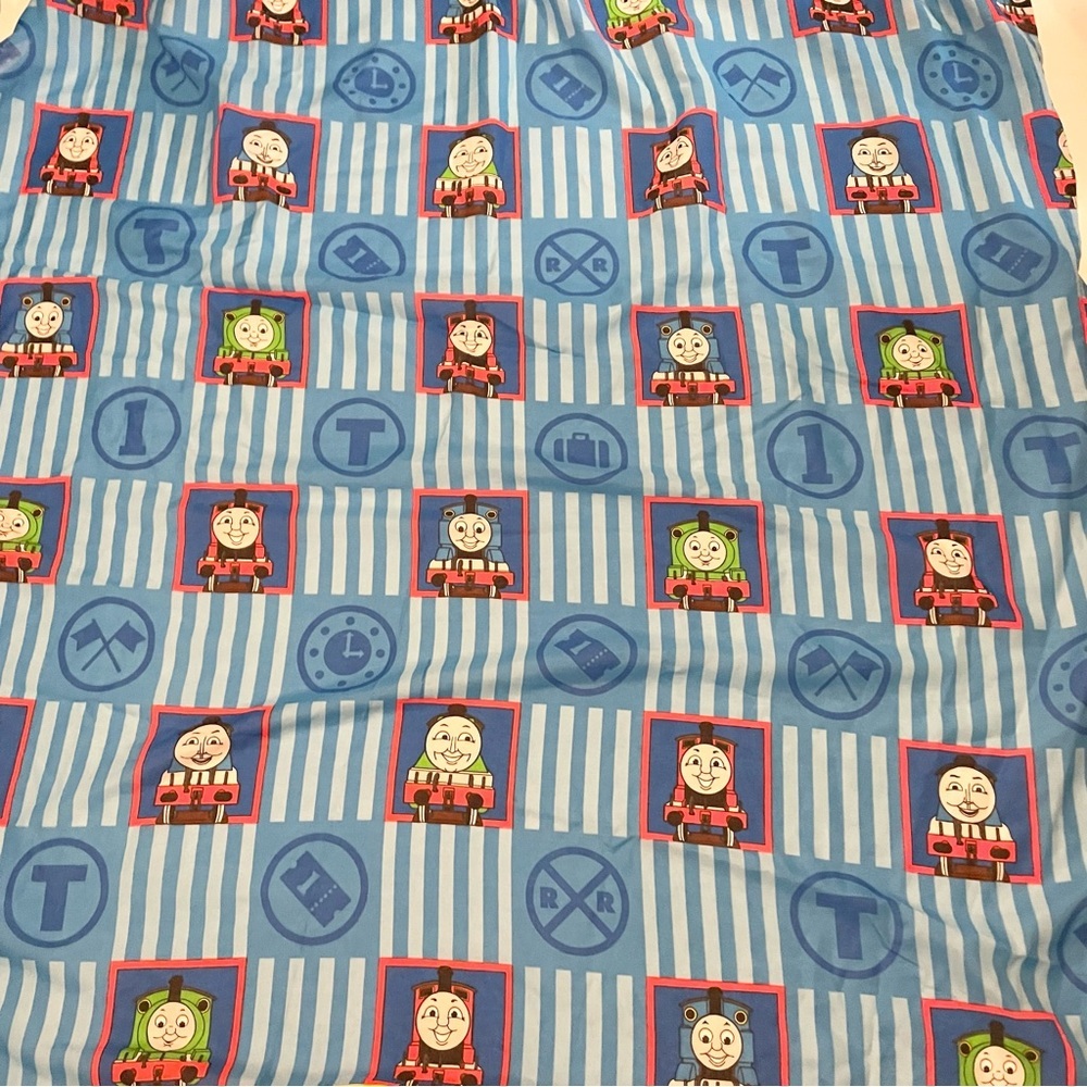 Vintage Thomas The Train Blue Stripes Twin Flat Sheet Checker Pattern Dan River